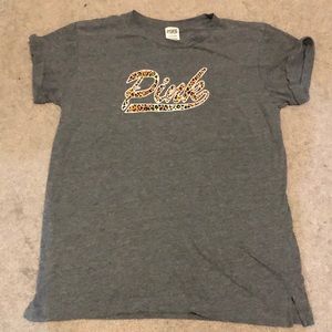 pink/victoria’s secret grey shirt